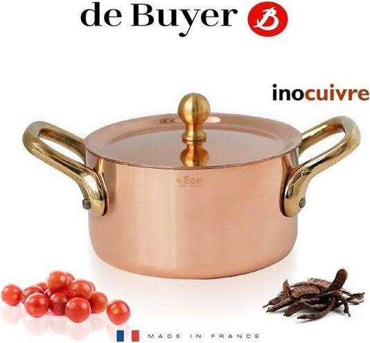 Produktbild de Buyer Inocuivre Bratentopf mit Deckel (Bräter + Schmortopf, Edelstahl, Kupfer, 16 x 8 cm)