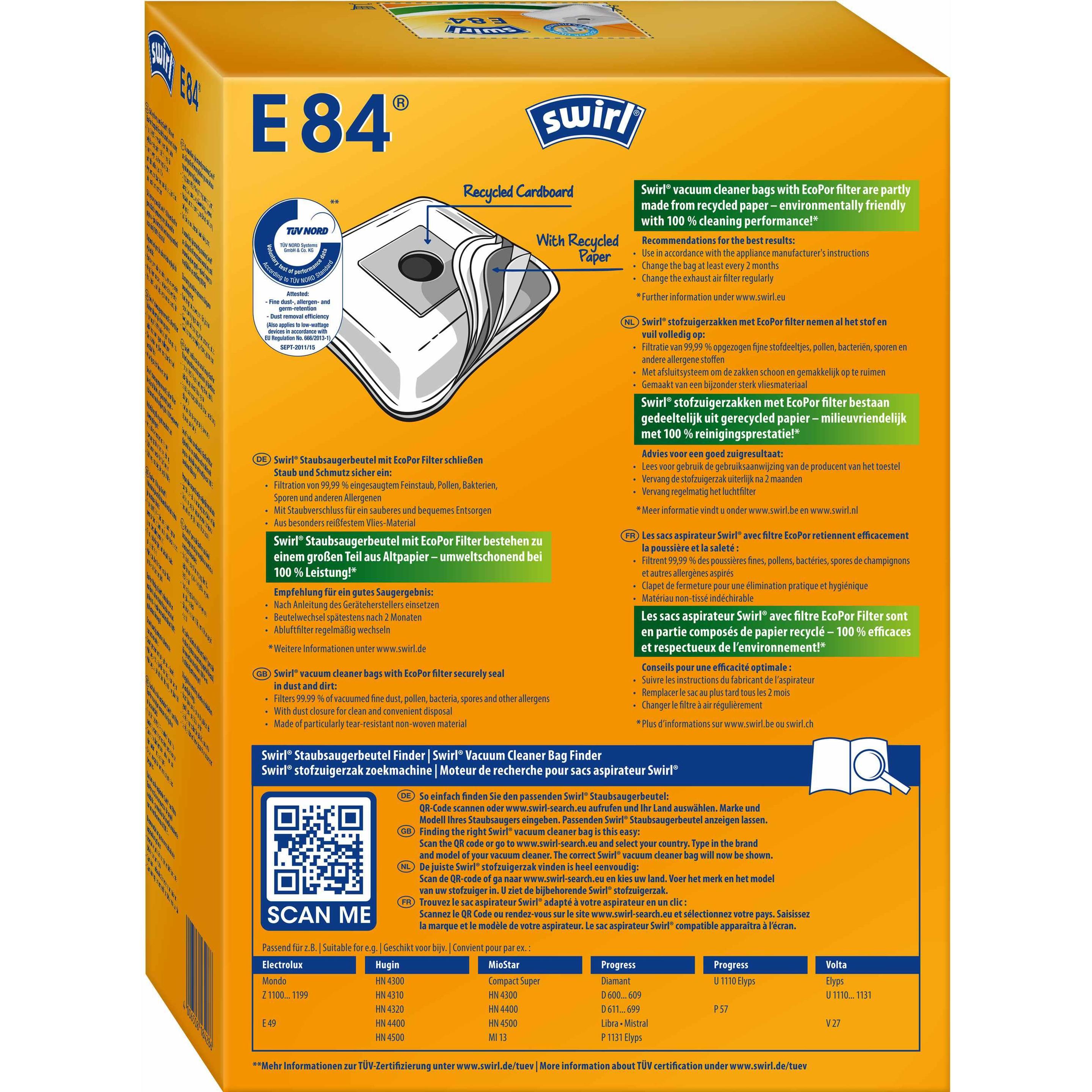 Thumbnail - Swirl E 84, Staubsaugerbeutel