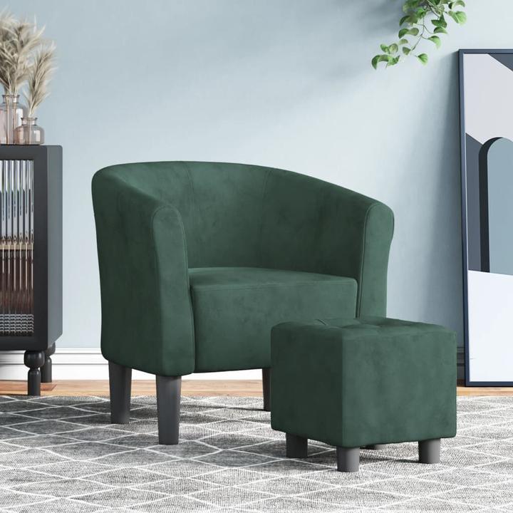 Actual product image VidaXL Clubsessel mit Fusshocker Dunkelgrün Samt,Farbe