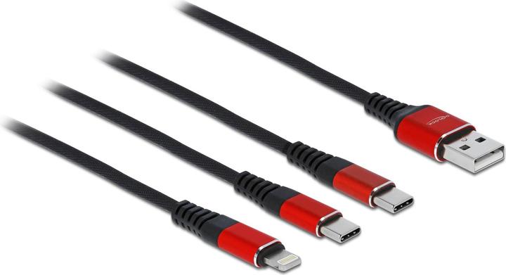 Delock USB-Ladekabel USB-A zu Lightning, 2x USB-C 1 m (1 m, USB 2.0)