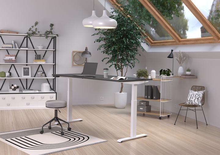 Produktbild Germania JET höhenverstellbarer Schreibtisch grafit rechteckig, T-Fuss-Gestell weiss 180,0 x 80,0 cm (180 x 80 cm)