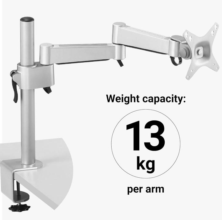 Actual product image Desq LCD monitor arm |49 cm|13kg max |panel clamp |Vesa 100/75 | Zilver (13 kg)