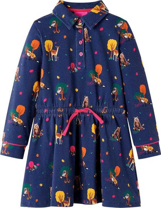 Produktbild vidaXL Kinderkleid mit Langen Ärmeln und Kordelzug Marineblau (104)