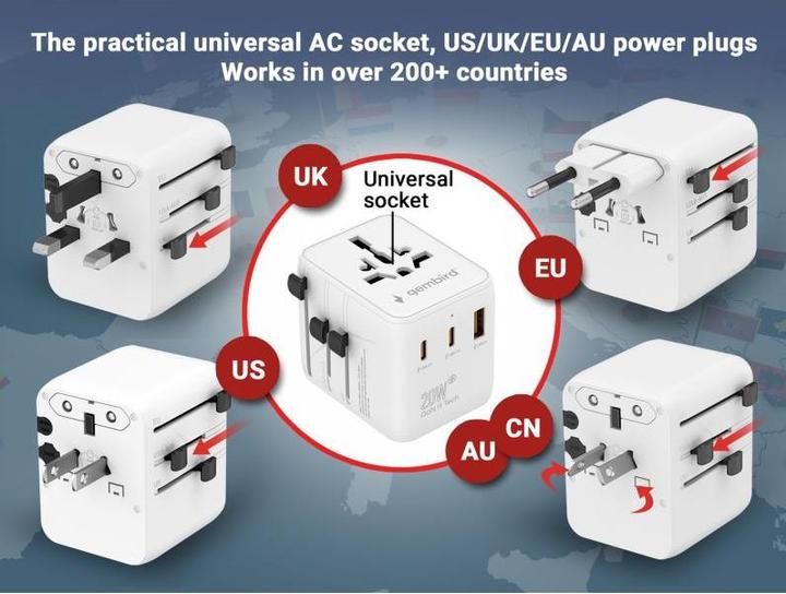 Produktbild Gembird Adapter TPA-1A2C20-01-W Universal travel power adapter, 20 W, white |