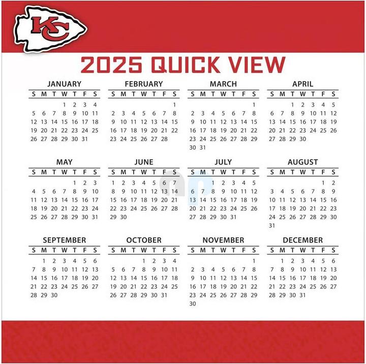 Nutritional values and ingredients NFL - Kansas City Chiefs - Desk Calendar 2025 (Italian, Spanish, English, French, German)
