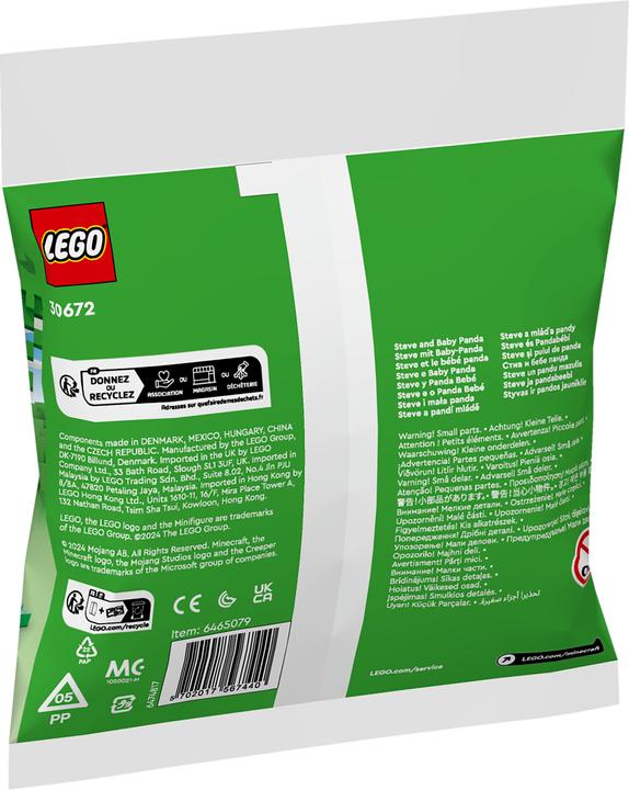 Productafbeelding Minecraft 30672 Steve met babypanda (30672, LEGO Minecraft)