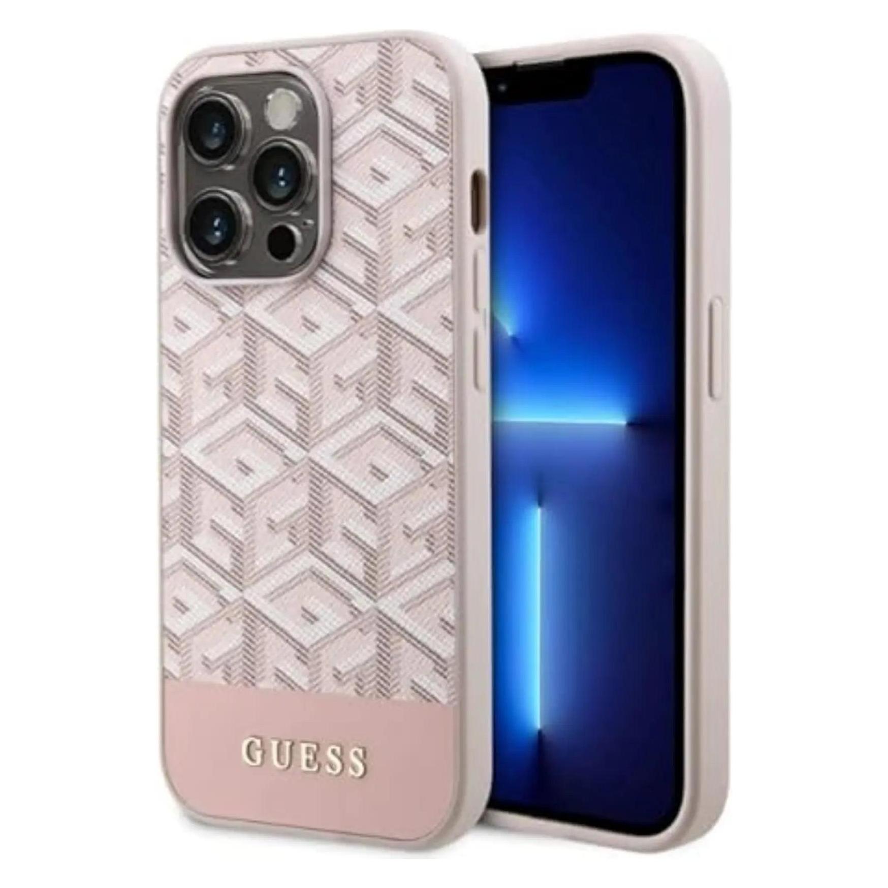 Guess GUHMP14XHGCFSEP IPhone 14 Pro Max 6, 7" Różowy/pink Hard Case GCube Stripes MagSafe (Apple IPhone 14 Pro Max), Smartphone Hülle, Pink