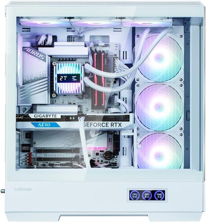 Actual product image Zalman GHE P50 DS ATX Case Tempered Glass Panoramic View - White (ATX, mATX, Mini-ITX)