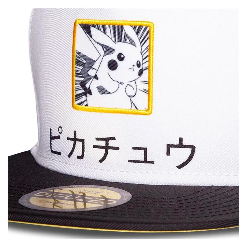 Difuzed, Mannen, Kappen, Cap, Pokémon - Pikachu Japanese Logo Snapback, Wit, (Eén Maat Voor Iedereen)