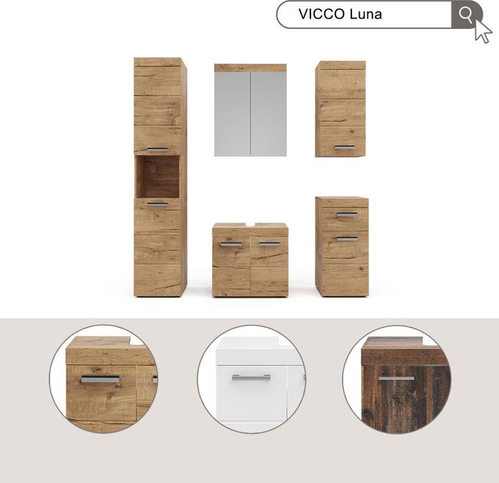 Produktbild Vicco Badschrank Luna, Oldstyle, 37 x 190 cm