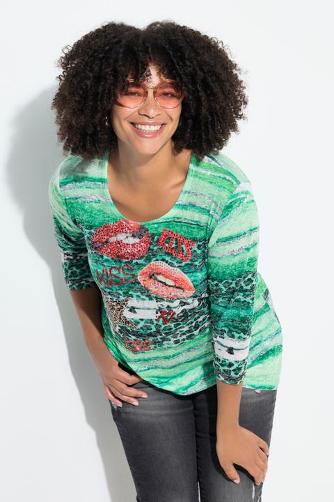 Immagine prodotto Angel of Style T-shirt dal taglio svasato con brillantini e fantasia a righe con leopardato (42)