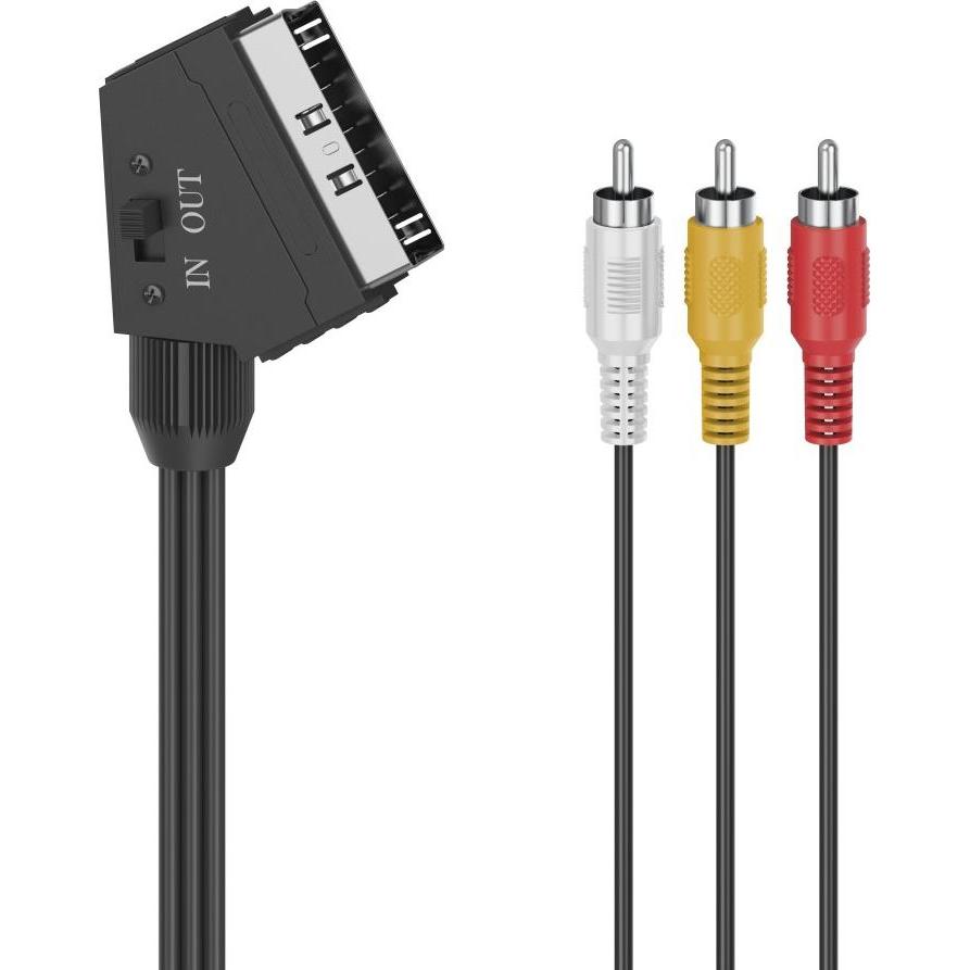 Hama Video-Kabel, Scart-Stecker - 3 Cinch-Stecker (Video/Stereo), 1,5 m (1.50 m, Cinch), Video Kabel