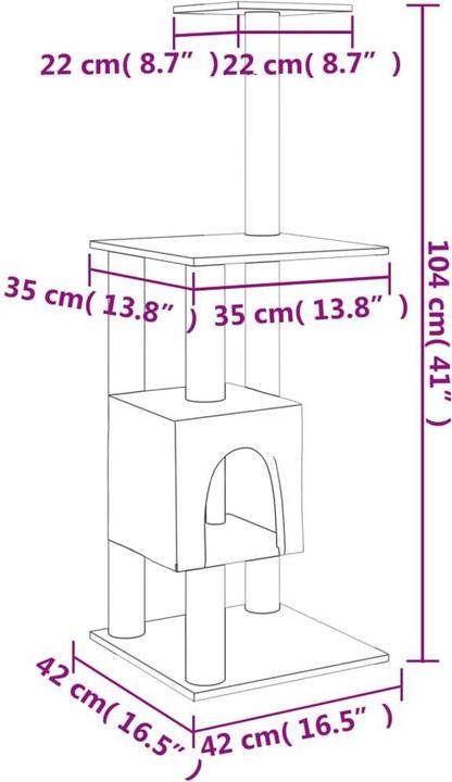 Produktbild vidaXL Katzenbaum (104 cm, Creme)