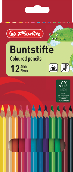 Actual product image Herlitz Coloured pencil assorted colours 12 pcs./pack. (Assorted colours, 12 x)