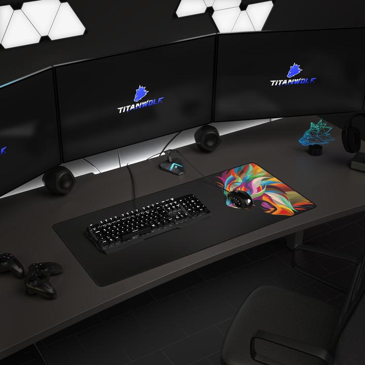Produktbild Titanwolf Gaming Mauspad, 900 x 400mm XXL Mausmatte, verbessert Präzision & Geschwindigkeit, Color Lion 2 (XXL)