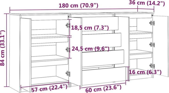 Image du produit vidaXL Beistellschrank (180 x 36 x 84 cm)