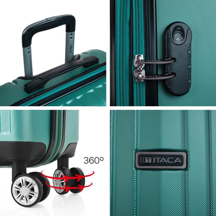 Actual product image Itaca Light Suitcase Set ABS 2 Suitcase S L Aquamarine (35 l, Hand luggage (up to 50 litres), L (90 - 115l))