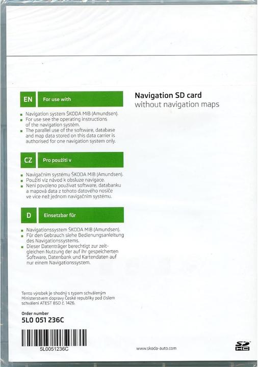 Image du produit Skoda Carte mémoire SD pour système de navigation, sans données cartographiques (16 Go, SDHC)