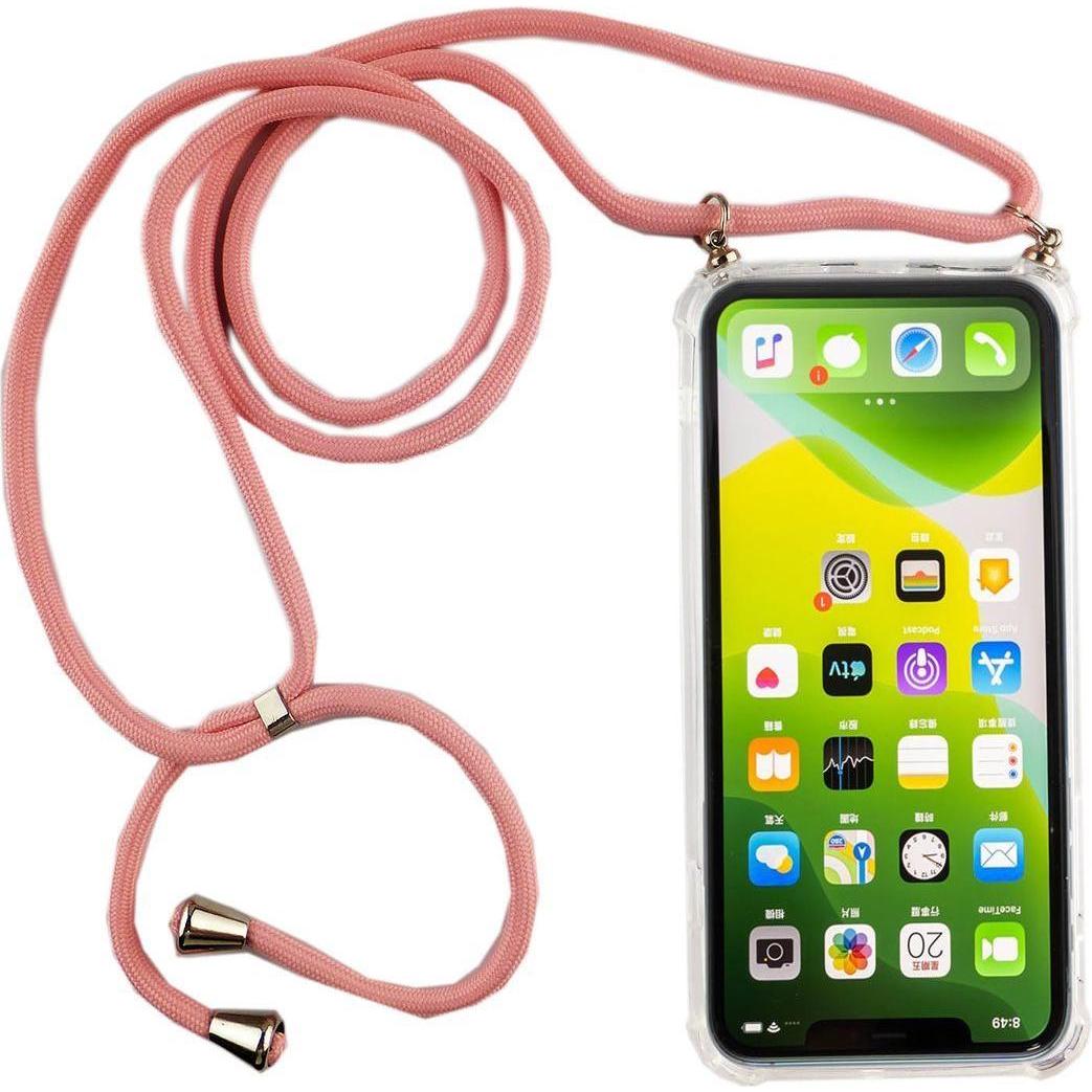 König Design Apple iPhone 11 Handykette Hülle mit Band Case zum umhängen mit Kordel Etui Rosa, Handykette, Transparent