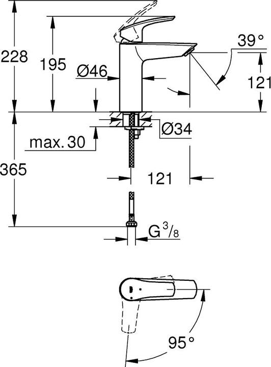 Produktbild Grohe EH-WTbatt EUROSMART 1/2Zoll, M-Size glatter Körper chrom