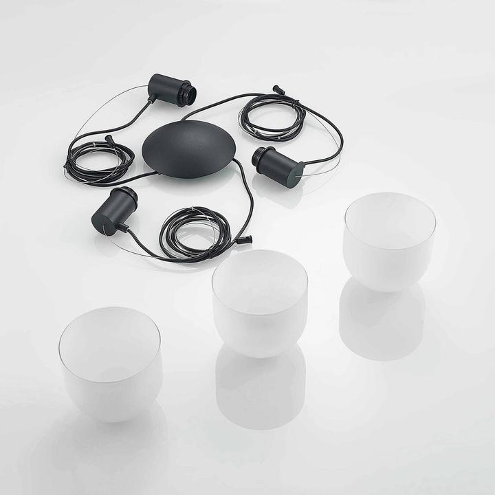 Produktbild Lucande Serina 3 Pendelleuchte Black/Opal (E27)