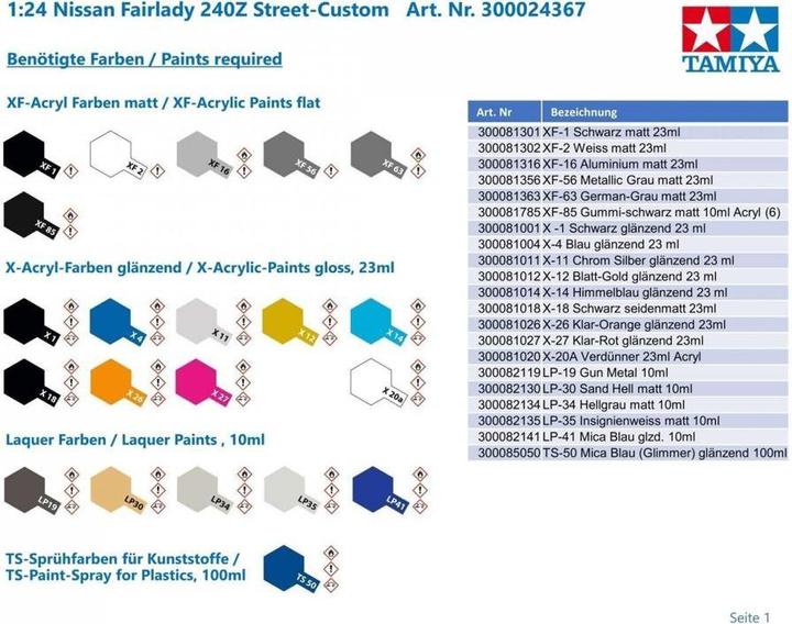 Produktbild Tamiya 1:24 Nissan Fairlady 240Z Street-Custom
