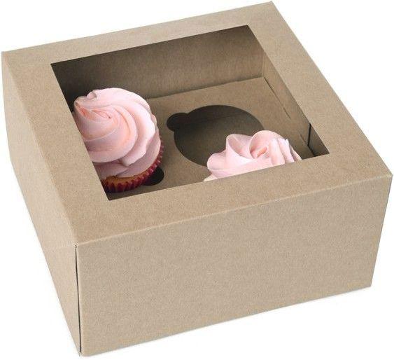 House of Marie Boîtes pour 4 cupcakes - Kraft (2pcs)