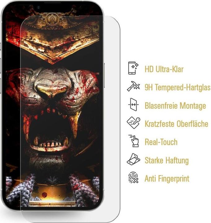 Actual product image Protectorking 2x real tempered 9H armoured glass 3D CLEAR (2 Piece, Apple iPhone 13 Pro)