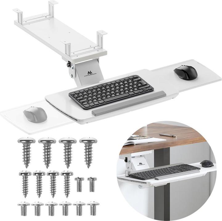 Immagine prodotto Maclean Untertisch-Tastaturhalter verstellbar max. 5kg Weiss MC-156 W