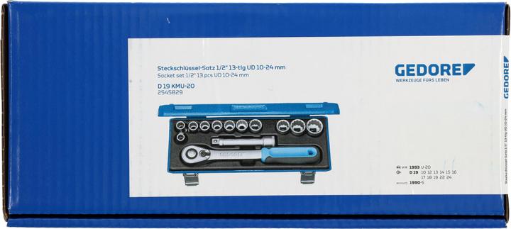 Produktbild Gedore D 19 KMU-20 Steckschlüssel-Satz 1/2", 13-teilig, UD-Profil, 10-24 mm (19 mm, 12 mm, 24 mm, 14 mm, 22 mm, 16 mm, 10 mm, 18 mm, 17 mm, 15 mm, 13 mm)