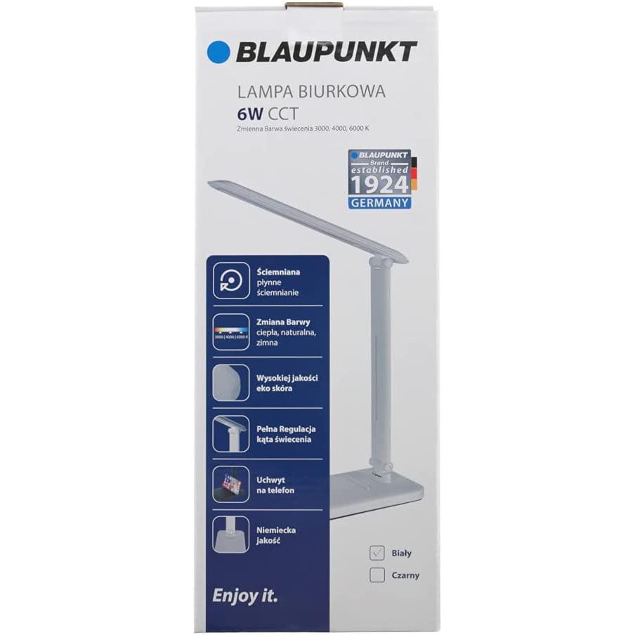 Thumbnail - Blaupunkt, Tischlampe, 6W LED Schreibtischlampe - Weiss - Dimmbar - Einstellbare Helligkeit und Farbtemperatur (350 lm)