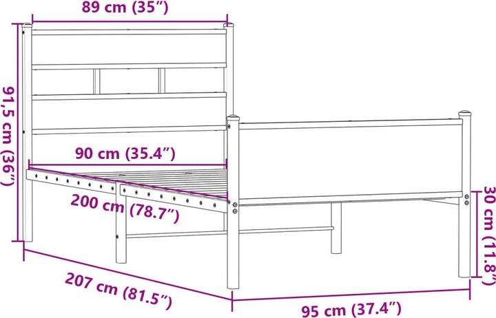 Image du produit vidaXL Bettgestell (90 x 200 cm)
