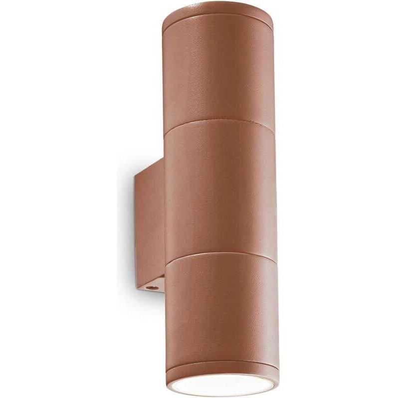 Ideal lux, Gartenbeleuchtung, GUN Wandleuchte GU10 2-fach dimmbar Braun IP44 163635 (GU10, IP44)