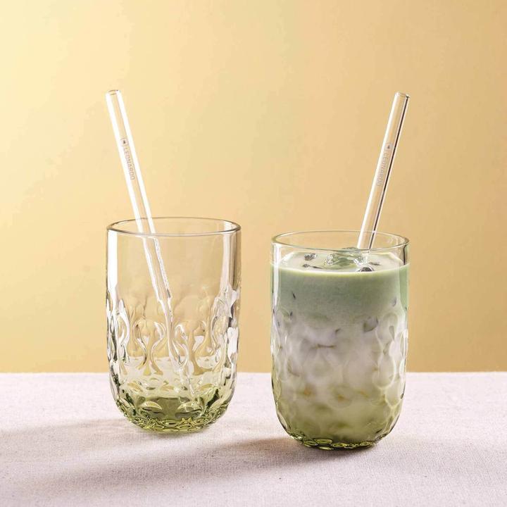 Produktbild Leonardo Gocce Matcha Latte Gläser mit Glastrinkhalm (2) (390 ml, 12x)