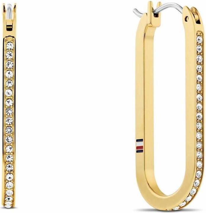 Image du produit Tommy Hilfiger Boucles d'oreilles ovales plaquées or avec cristaux Dog Tag 2780866 (Acier inoxydable)
