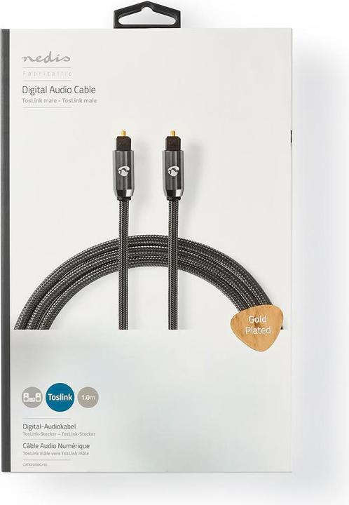 Productafbeelding Nedis Optische audiokabel | Toslink plug | 1,00 m | rond | katoen | Gun Met (1 m, TOSLINK)