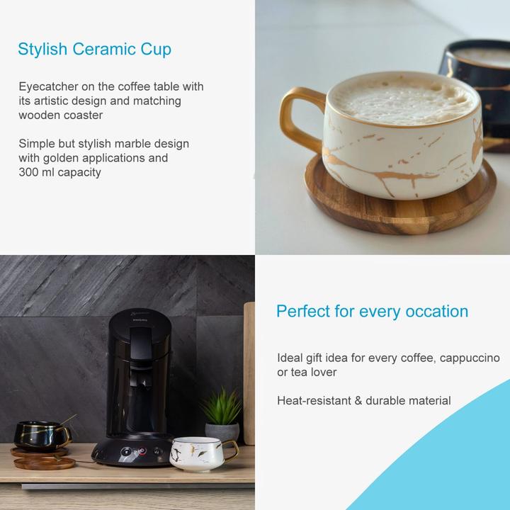 Produktbild Intirilife Teetasse mit Holz Untersetzer (200 ml, 2x)