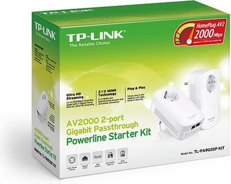 Image du produit TP-Link Powerline TL-PA9020P KIT - Kit de démarrage - pont - GigE, HomePlug AV (HPAV), HomePlug AV (HPA) (2000 Mbit/s)
