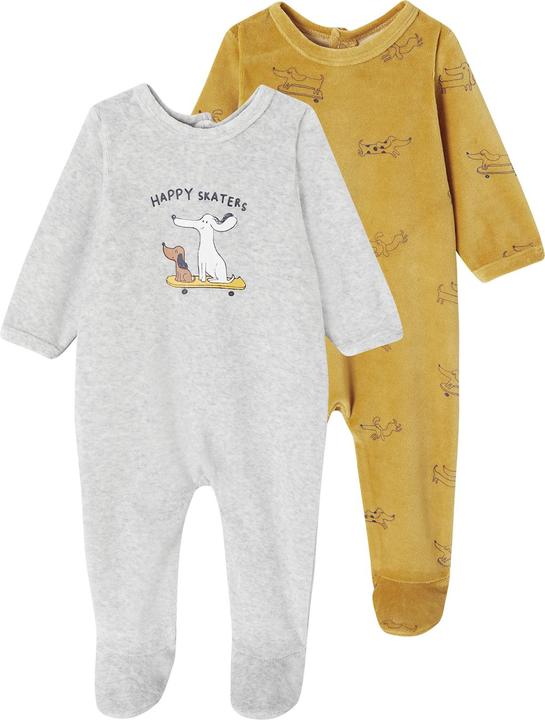 Produktbild Vertbaudet 2er-Pack Baby Samt-Strampler mit Hunden Oeko-Tex (80)