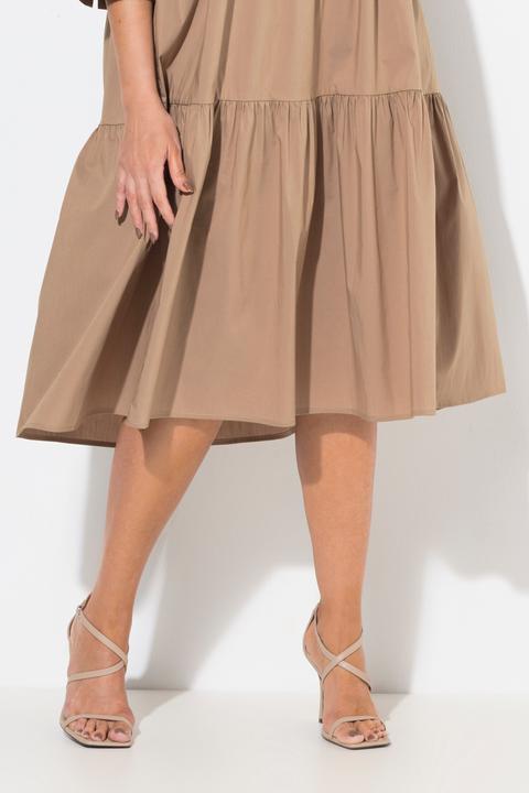 Produktbild Ulla Popken Midikleid, Volants, A-Linie, Tunika-Ausschnitt, 3/4-Arm (54)