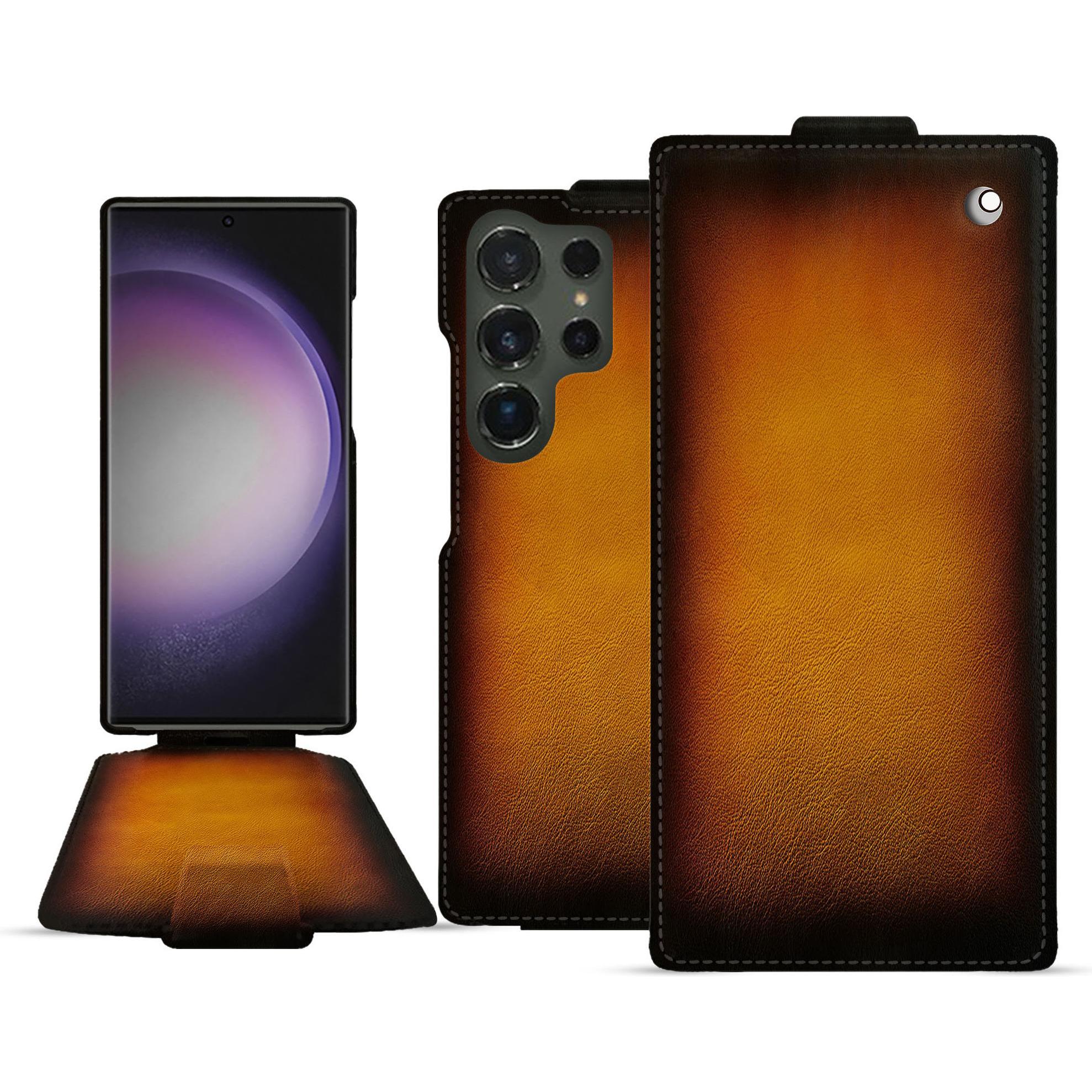 Noreve Lederschutzhülle vertikal (Samsung Galaxy S24 Ultra), Smartphone Hülle, Violett