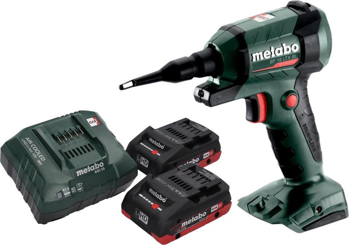 Metabo BP 18 LTX BL Akku Blaspistole 18 V Brushless + 2x LiHD Akku 4,0 Ah + Ladegerät (Akkubetrieb, Werkstattgebläse)