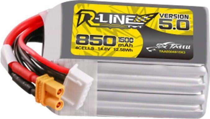 Actual product image Tattu R-Line Wersja 5.0 850 mAh 14.8 V 4S1P 150C XT30U-F (14.80 V, 850 mAh)