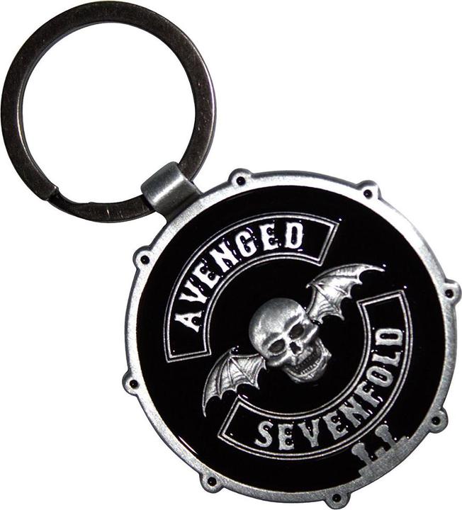 Actual product image Avenged Sevenfold Deathbat Crest Drum Double-Sided Schlüsselanhänger