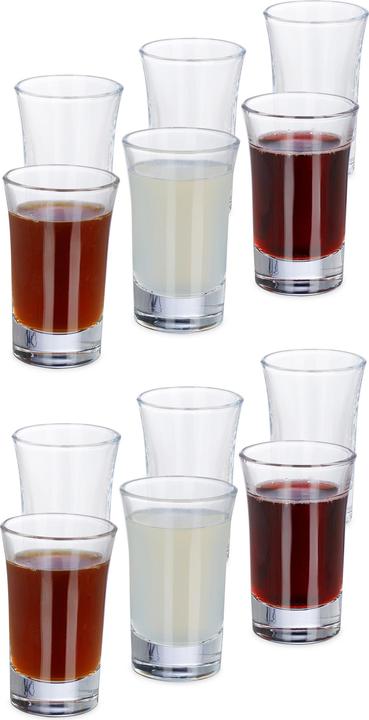 Relaxdays 2cl Shot Glasses Set of 12 (0.40 dl, 12 x, Shot glass)