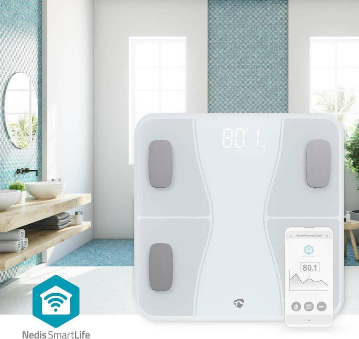Image du produit Nedis WIFI-SmartLife-Pèse-personne Bluetooth® | IMC / BMR / Graisse / Os / Poids / Muscle / Quoi (180 kg)