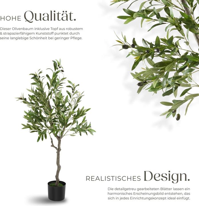 Produktbild tectake Künstlicher Olivenbaum Oleand, realistische Textur (120 cm)