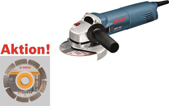 Produktbild Bosch Professional Winkelschleifer GWS 1400 und 1 x Diamanttrennscheibe in Handwerkerkoffer