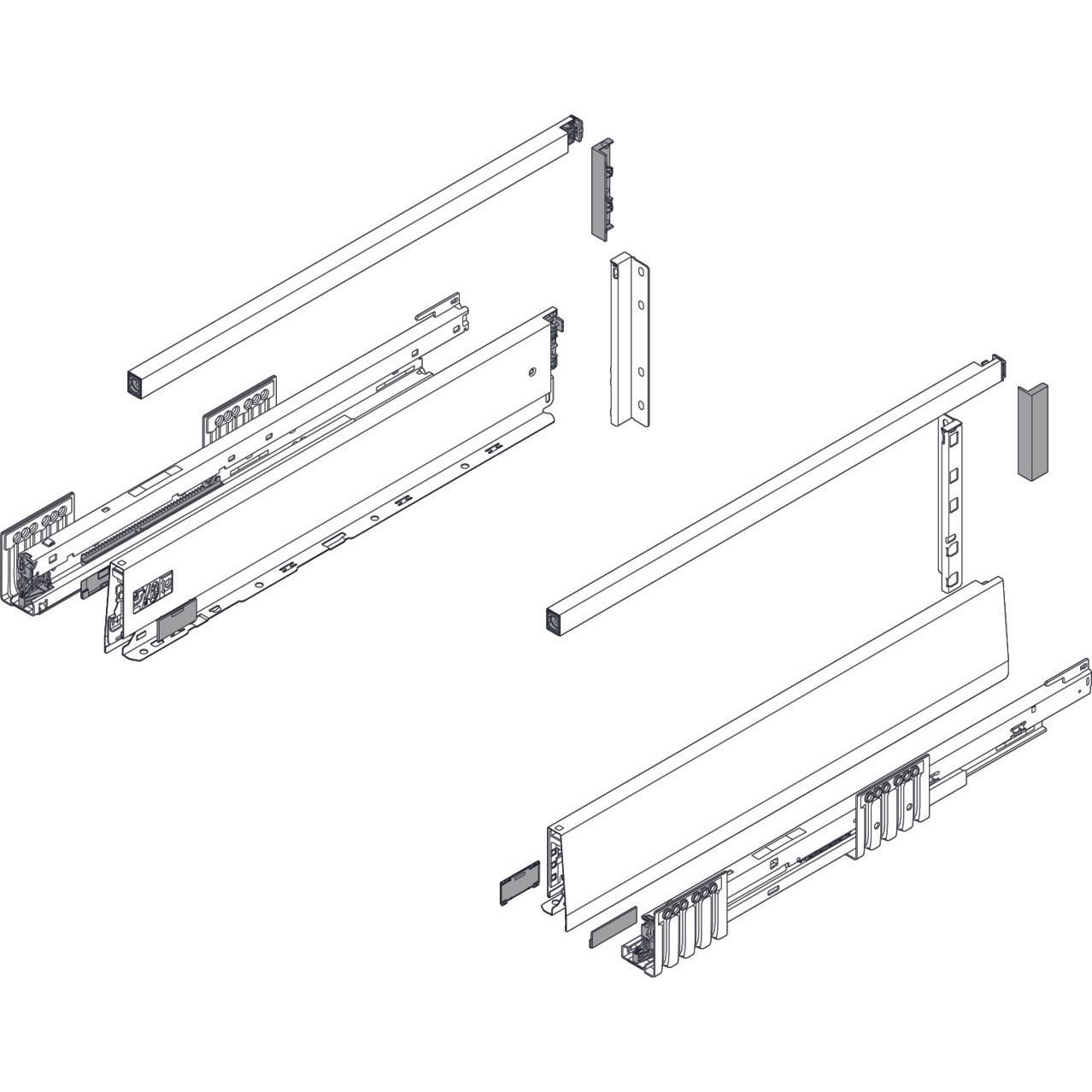 Blum, Schubladenauszüge, Frontschubkasten Komplett-Set Merivobox M/E, für Müllanwendungen