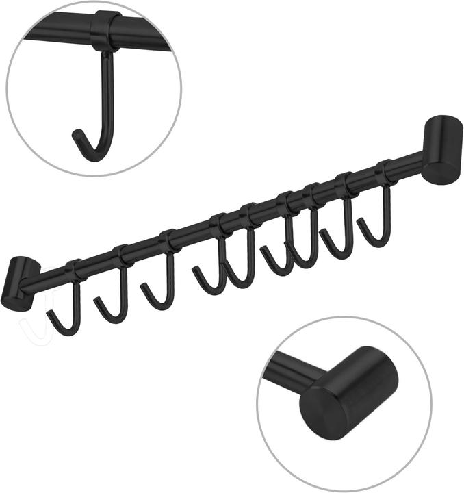 Image du produit Intirilife Barre de suspension en acier inoxydable avec 9 crochets